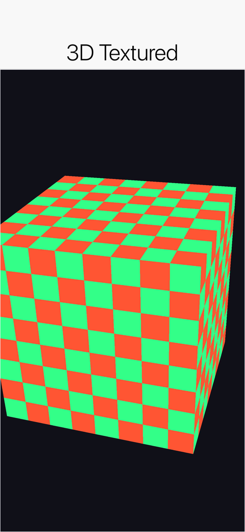 A textured cube rendered through Metal on iOS